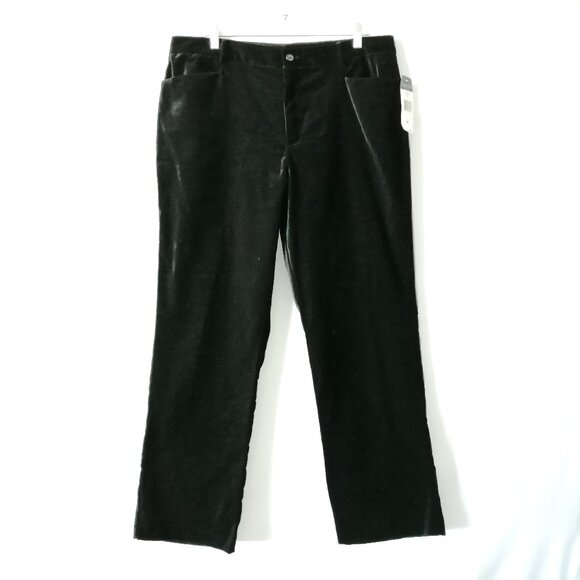 NWT Chaps Est. 1978 Womens Black High Rise Straight Leg Velvet Pant Size 16 - Picture 1 of 6